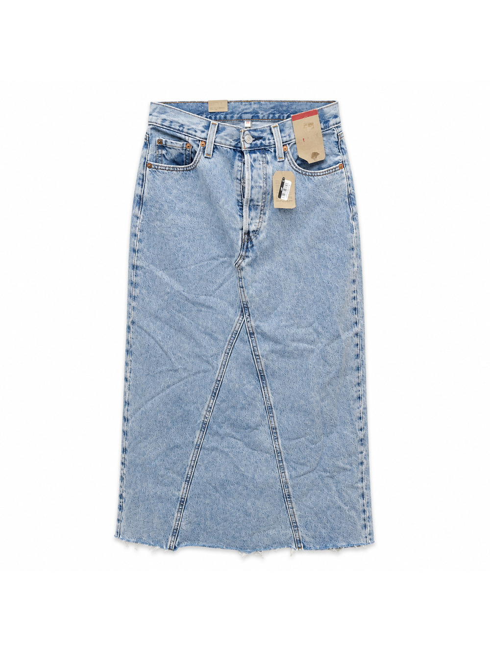 Levi's Light Wash Raw Fringe Maxi Denim Skirt Size 31